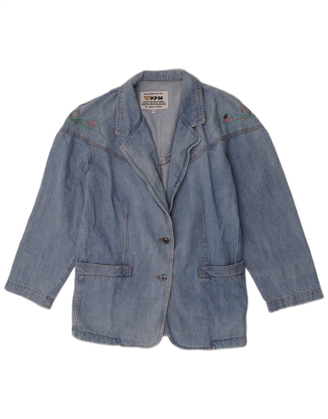 POP 84 Damen-Jeans-Blazer mit 2 Knöpfen, Gr. 10, Blau