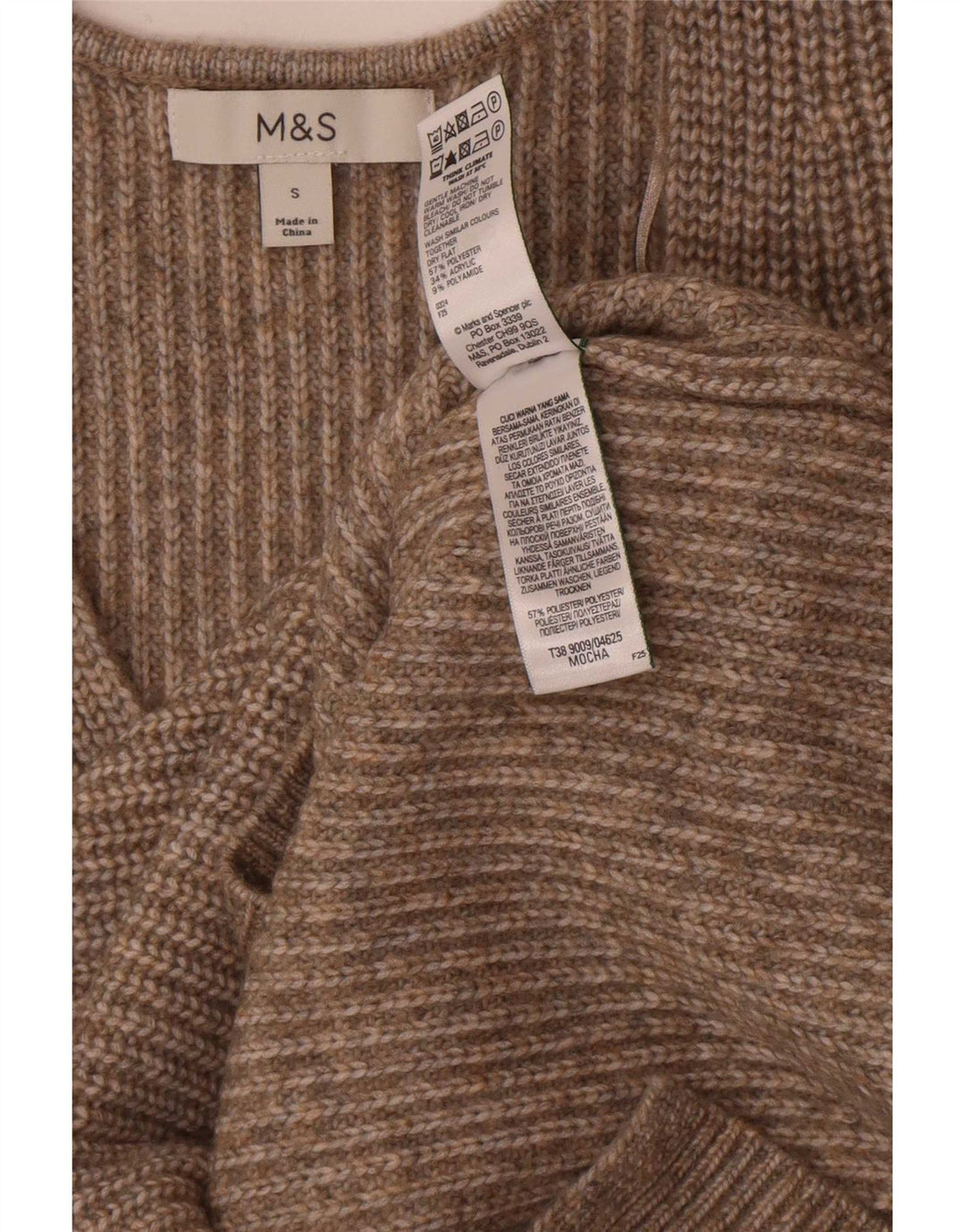 Marks & Spencer Damen-Pullover mit V-Ausschnitt, Gr. 10, Größe S, Braun, Polyester