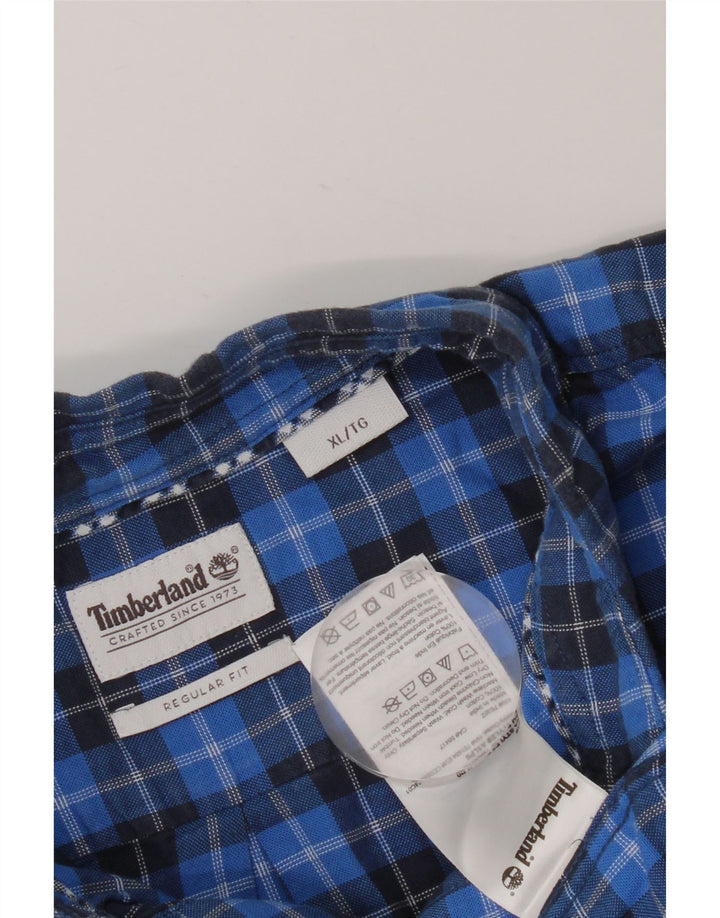 Timberland Herren-Hemd mit normaler Passform, XL, blau kariert, Baumwolle