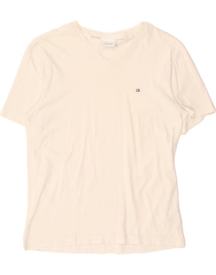 CALVIN KLEIN Mens T-Shirt Top Large White Cotton Vintage Calvin Klein and Second-Hand Calvin Klein from Messina Hembry 