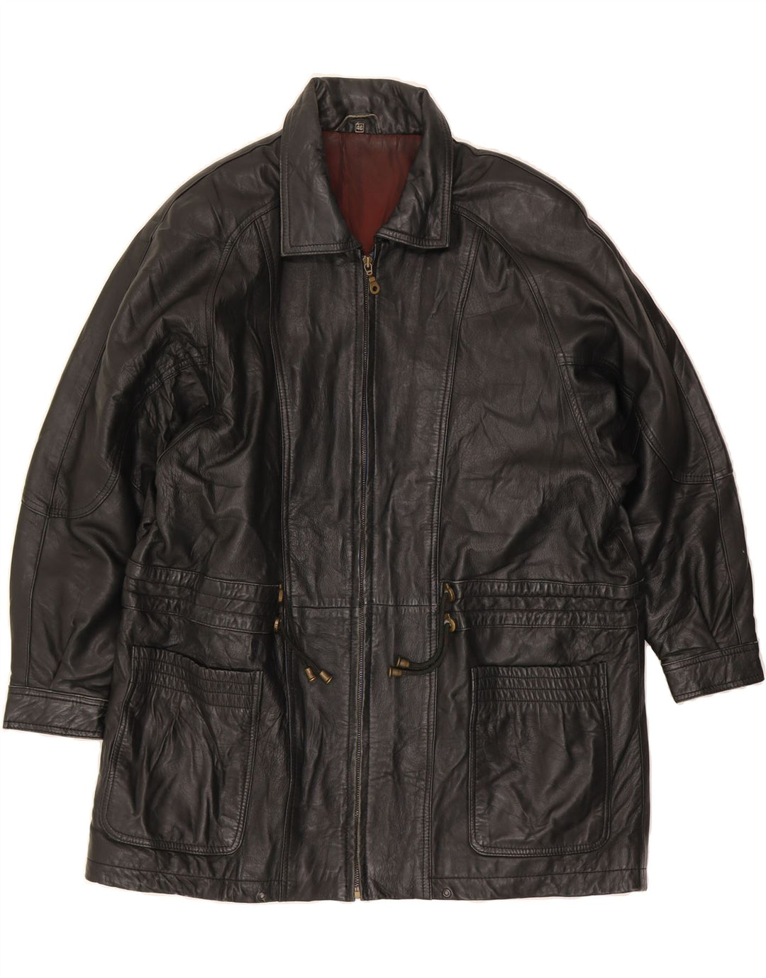 VINTAGE Womens Leather Coat EU 46 XL Black Leather Vintage Vintage and Second-Hand Vintage from Messina Hembry 