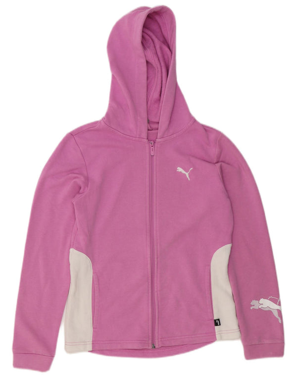 Puma Mädchen-Kapuzenpullover mit grafischem Reißverschluss, 13–14 Jahre, rosa Farbblock