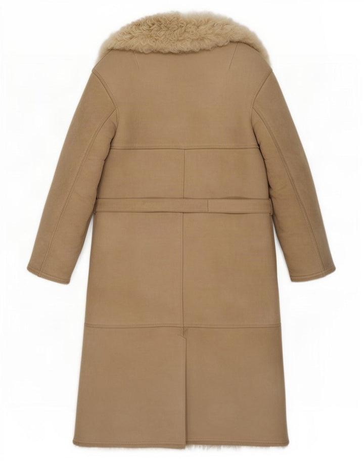 Vintage Damen Lammfellmantel UK 8 Small Beige
