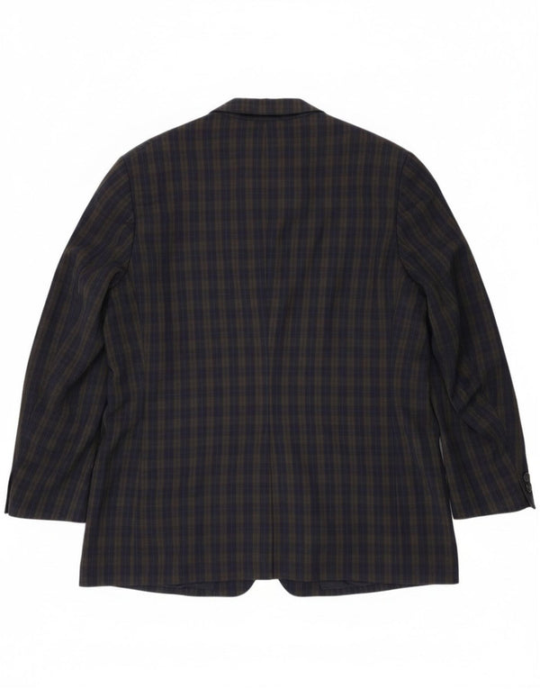 Burberrys Herren-Blazer mit 2 Knöpfen, UK 46 3XL, marineblau karierte Schurwolle