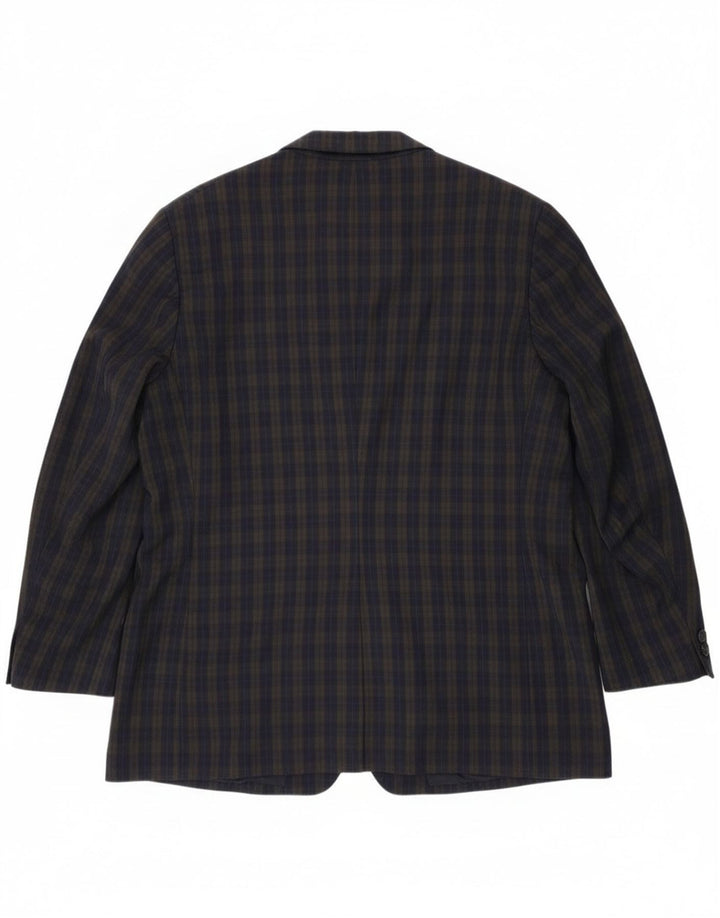 Burberrys Herren-Blazer mit 2 Knöpfen, UK 46 3XL, marineblau karierte Schurwolle