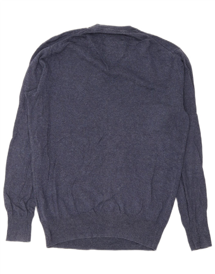 Superdry Herren-Pullover mit V-Ausschnitt aus mittelblauer Baumwolle