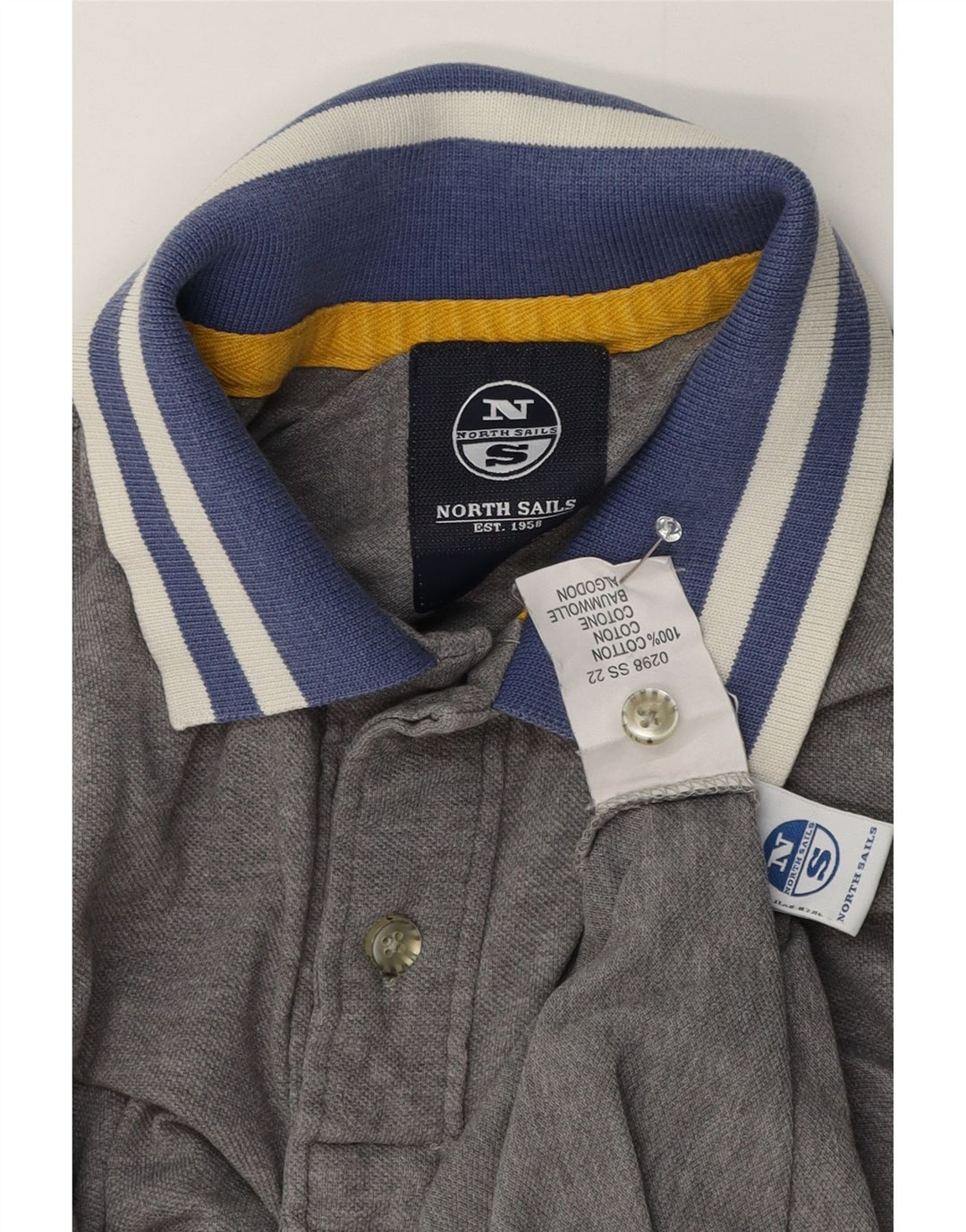North Sails Herren Rugby-Poloshirt, Größe S, Grau, Baumwolle