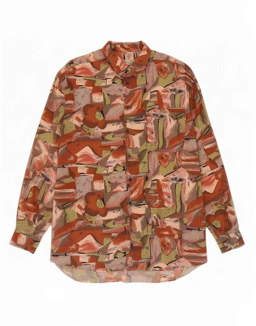 Angelo Litrico Herren-Hemd mit abstraktem Muster, Größe 43/44 XL, mehrfarbige Seide