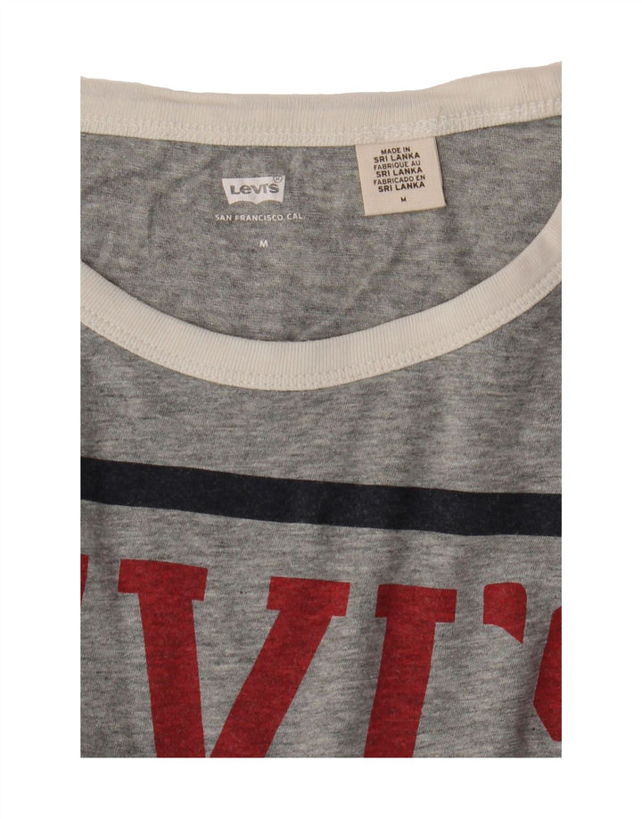 LEVI'S Womens Graphic T-Shirt Top UK 12 Medium Grey Vintage Levi's and Second-Hand Levi's from Messina Hembry 