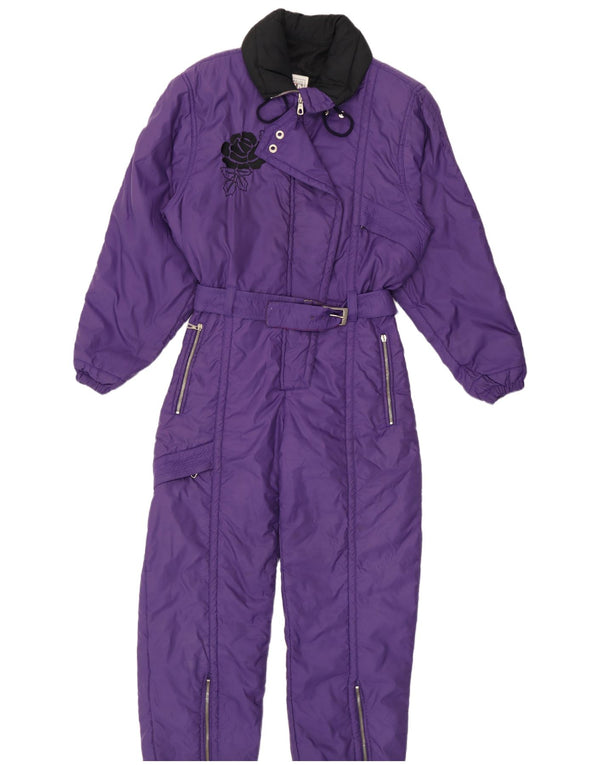 Belfe Damen Skioverall IT 46 Große lila Nylonblume