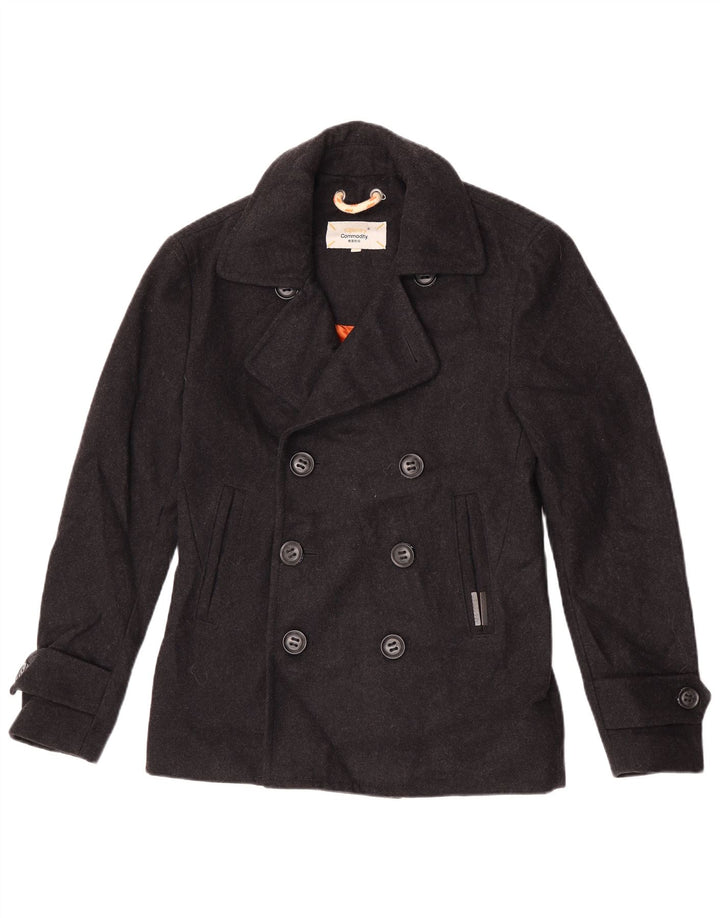 Superdry Herren Commodity Pea Coat UK 36 Small aus schwarzer Wolle