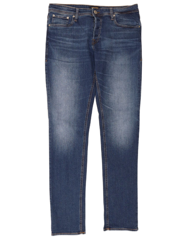 Jack & Jones Herren-Jeans mit niedriger Taille, Röhrenjeans, W34, L34, blaue Baumwolle