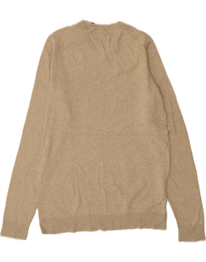 IZOD Mens V-Neck Jumper Sweater Medium Beige Cotton Vintage Izod and Second-Hand Izod from Messina Hembry 