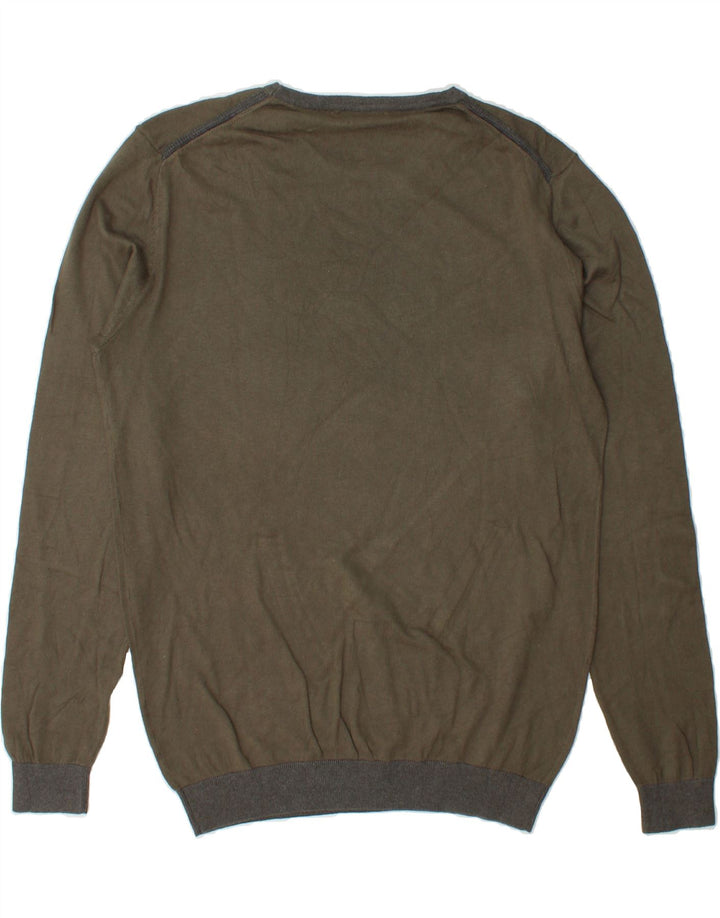 GAS Mens Crew Neck Jumper Sweater 2XL Khaki Vintage Gas and Second-Hand Gas from Messina Hembry 