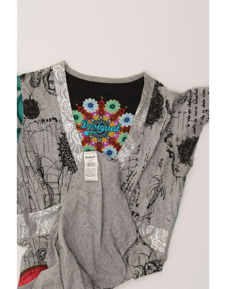 DESIGUAL Damen-Kleid in A-Linie mit abstraktem Muster und Grafik, Größe 44, Grau