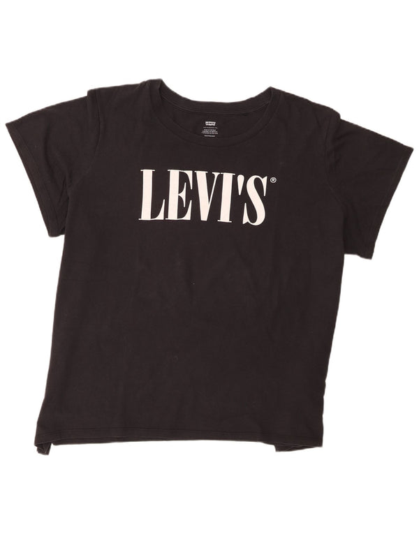 Levi's Damen-T-Shirt mit Grafik, UK 22 3XL, schwarze Baumwolle