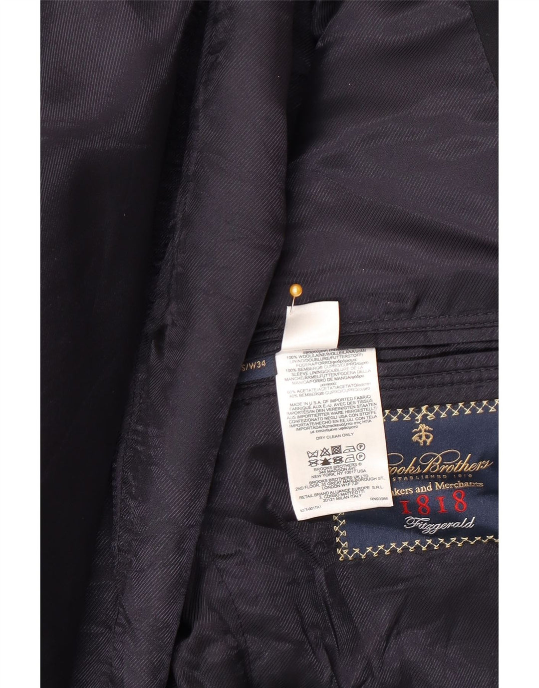 Brooks Brothers Herren-Blazer mit 2 Knöpfen, UK 40, große marineblaue Wolle