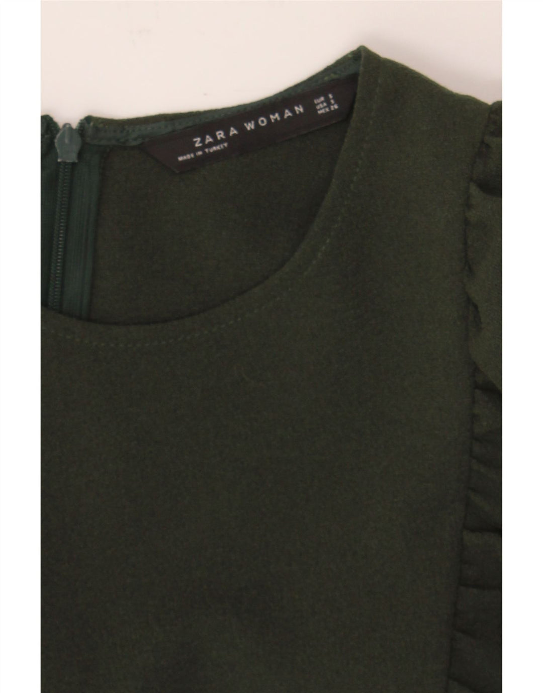 ZARA Womens Long Sleeve Blouse Top UK 10 Small Green Vintage Zara and Second-Hand Zara from Messina Hembry 
