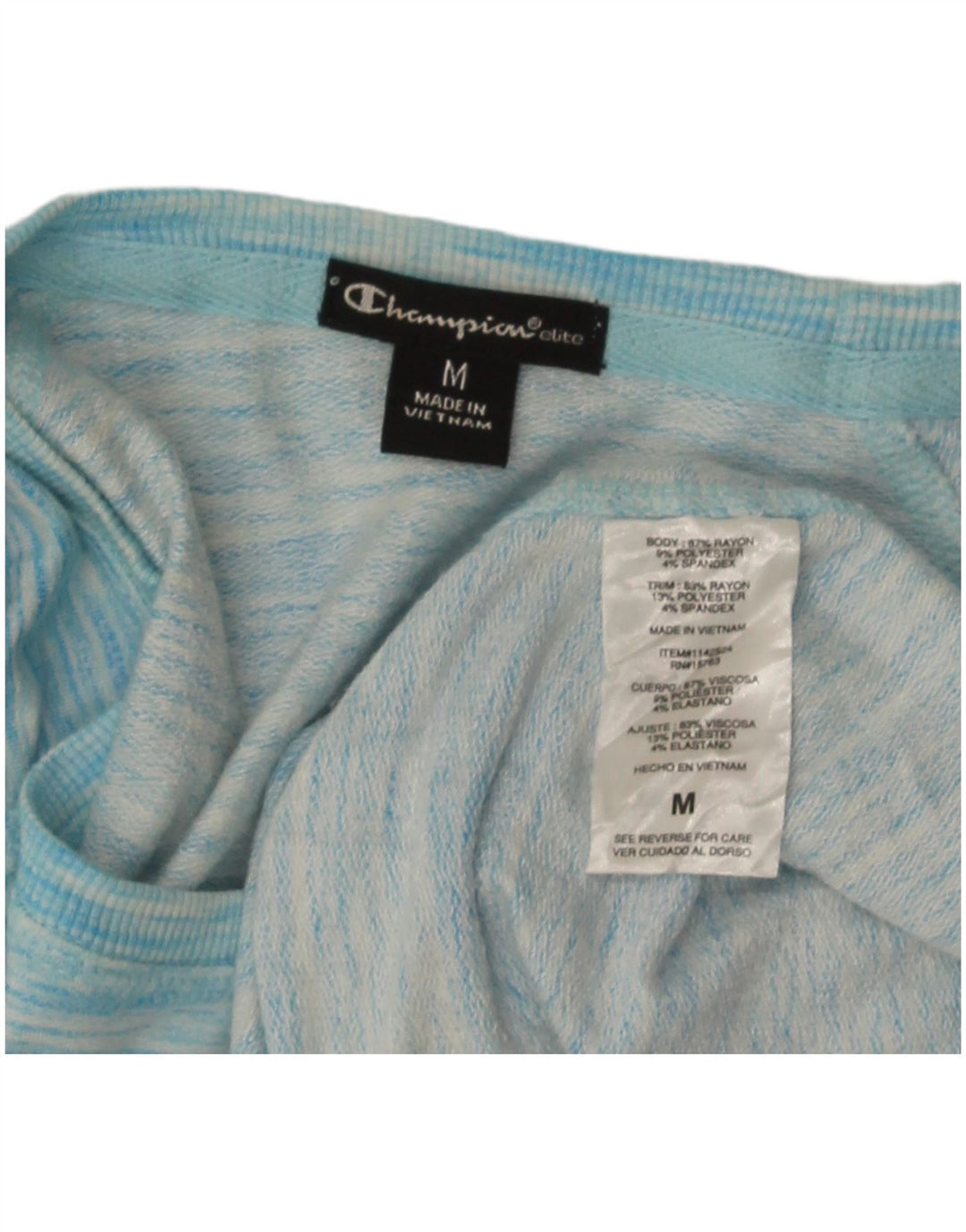Champion Damen Top Langarm UK 14 Mittelblau meliertes Viskose