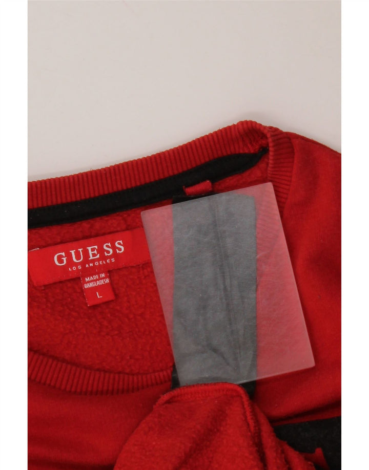 GUESS Herren-Sweatshirt mit Grafik, groß, aus roter Baumwolle