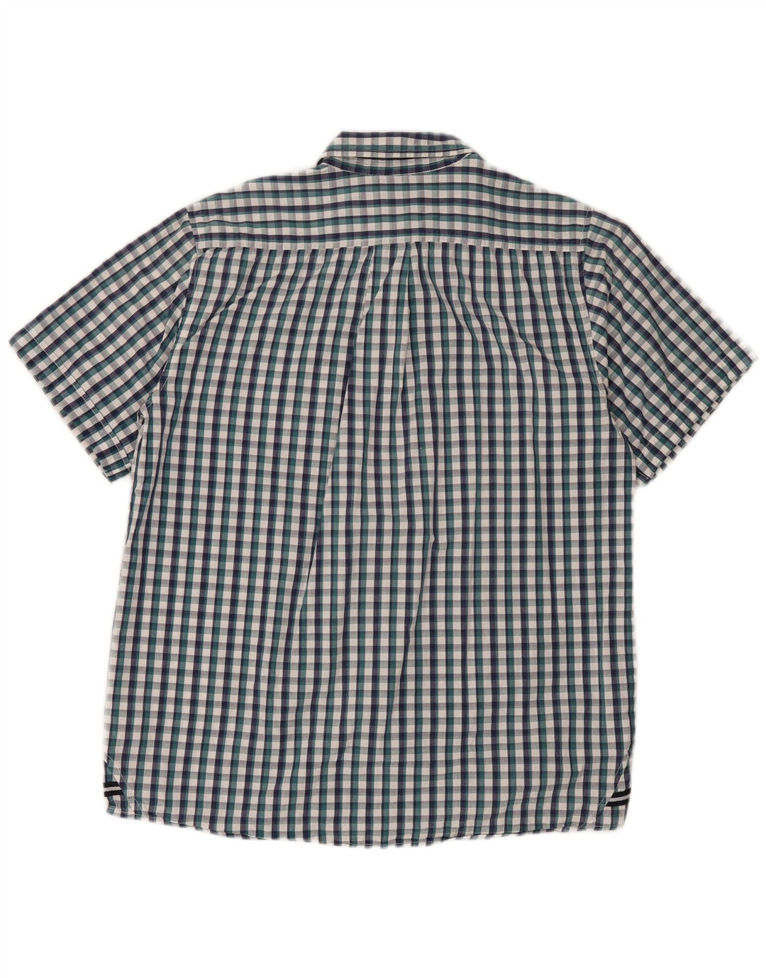 Sergio Tacchini Herren-Kurzarmhemd, große blaue Gingham-Baumwolle