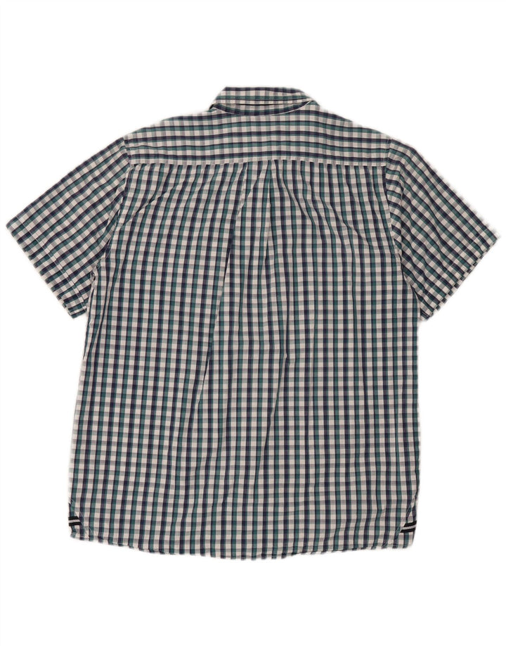 Sergio Tacchini Herren-Kurzarmhemd, große blaue Gingham-Baumwolle