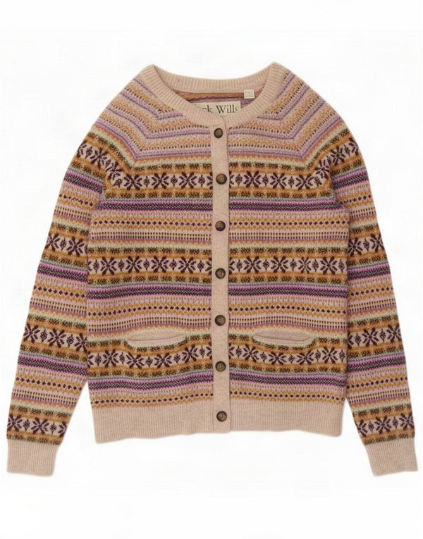 Jack Wills Womens Cardigan Sweater UK 12 Medium Multicoloured Fair Isle