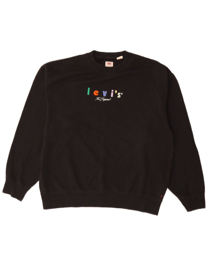 LEVI'S Herren-Sweatshirt mit entspanntem Grafikmuster, groß, aus schwarzer Baumwolle