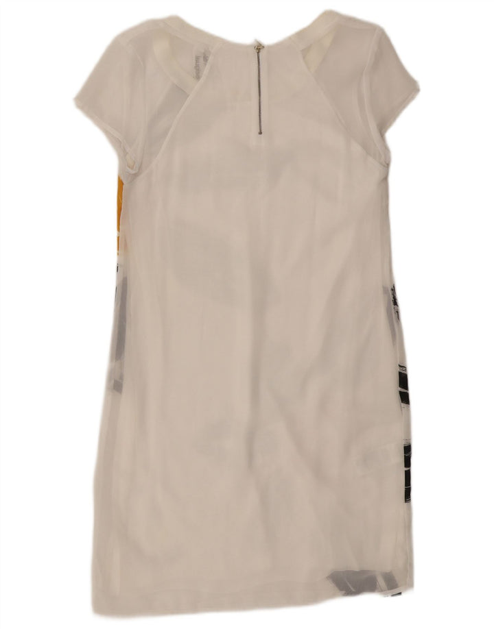Desigual Damen Etuikleid UK 12 Mittelweiße Viskose mit Blumenmuster