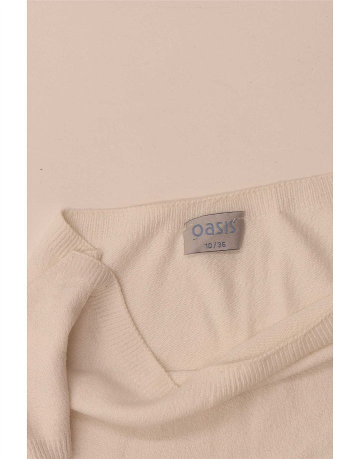 Oasis Damen Crop Bluse Top UK 10 Small Weiße Viskose