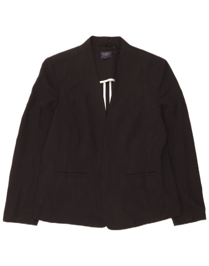 Marks & Spencer Offene Damen-Blazerjacke, UK 16, Größe L, Schwarz, Polyester