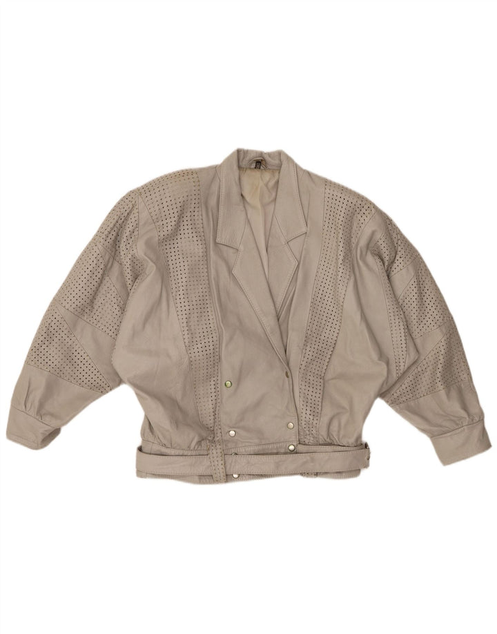 GABRIELLA BENELLI Damen Übergroße Jacke EU 36 Kleines graues Leder