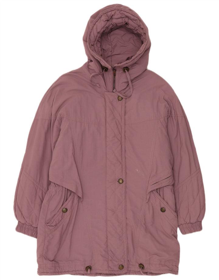 VINTAGE Damen-Windbreaker-Mantel mit Kapuze, EU 42, groß, lila, Polyester