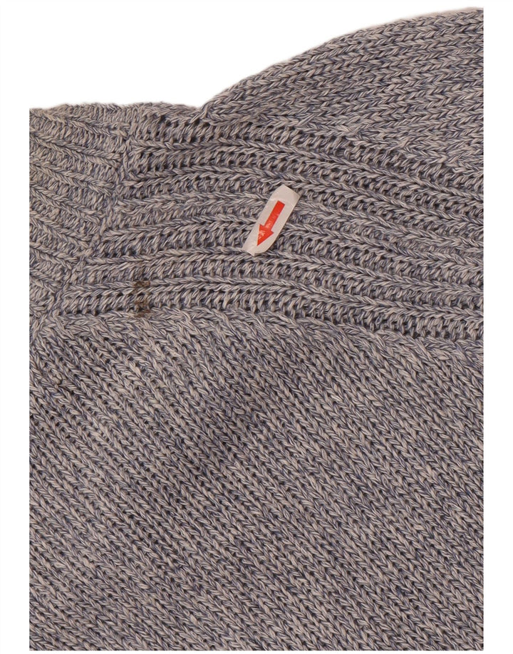 Massimo Dutti Herren-Strickjacke, groß, blau geflecktes Leinen