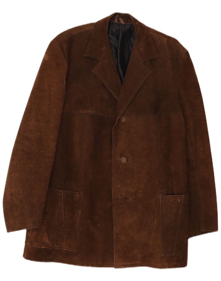 Vintage Herren 3-Knopf-Wildleder-Blazerjacke UK 40 Large Braun