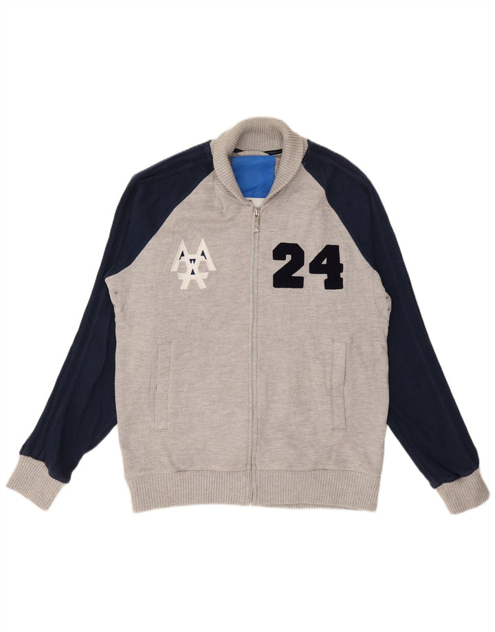 ADIDAS Herren-Trainingsanzug mit grafischem Oberteil, große graue Farbblock-Baumwolle