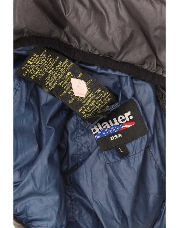 Blauer Herren-Jacke mit Kapuze, gepolstert, UK 40, Größe L, Grau, Polyamid