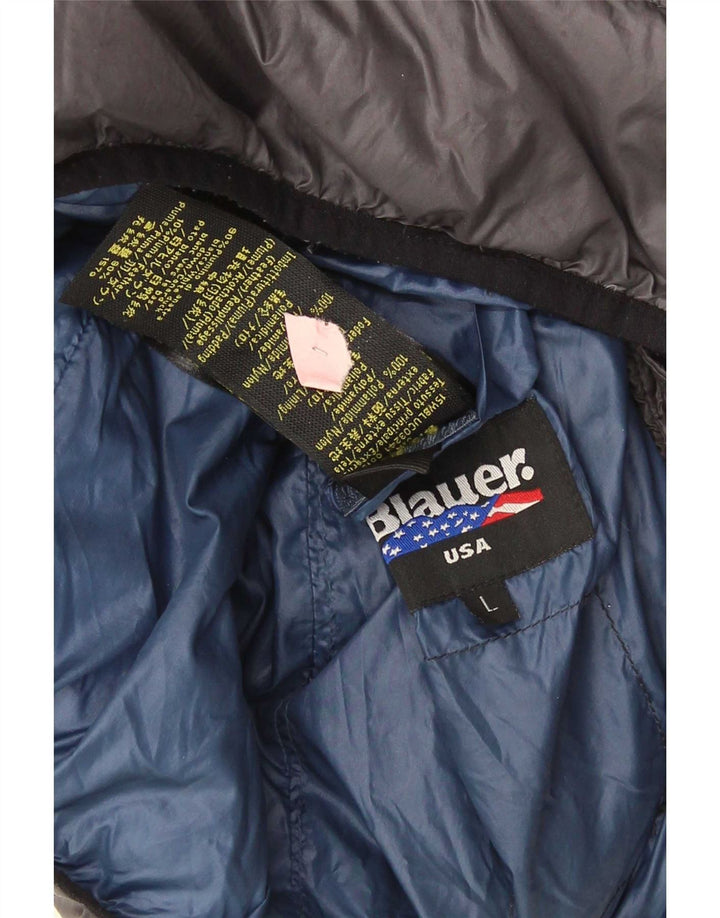 Blauer Herren-Jacke mit Kapuze, gepolstert, UK 40, Größe L, Grau, Polyamid