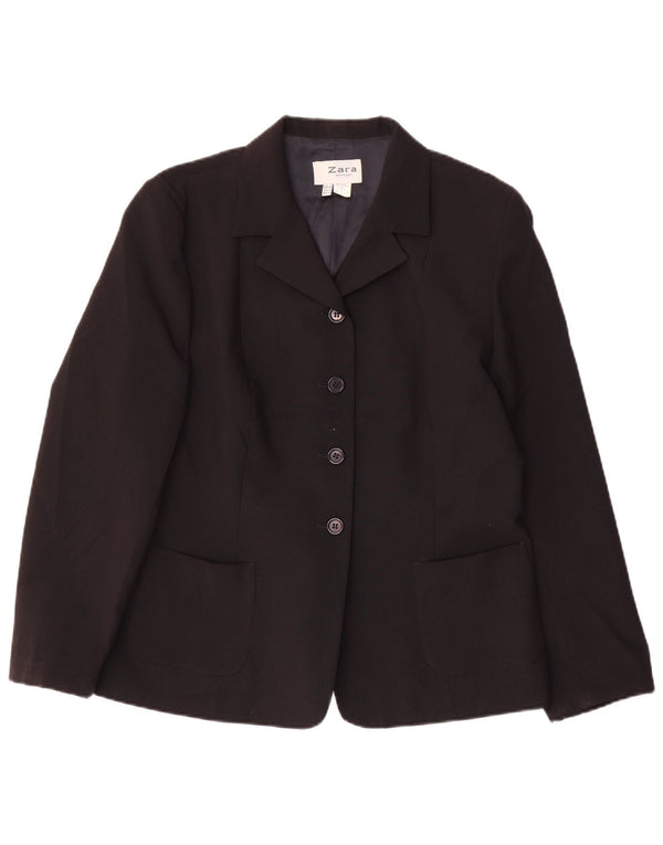 Zara Damen 4-Knopf-Blazerjacke EU 44 XL Schwarz Polyester