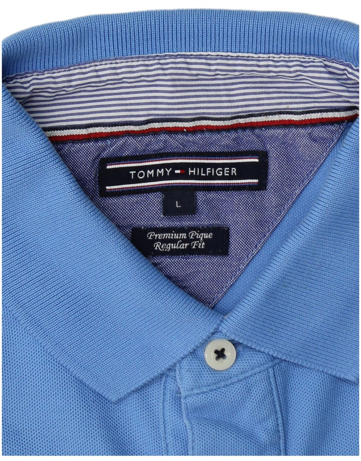 TOMMY HILFIGER Herren-Poloshirt mit normaler Passform, Größe L, Blau
