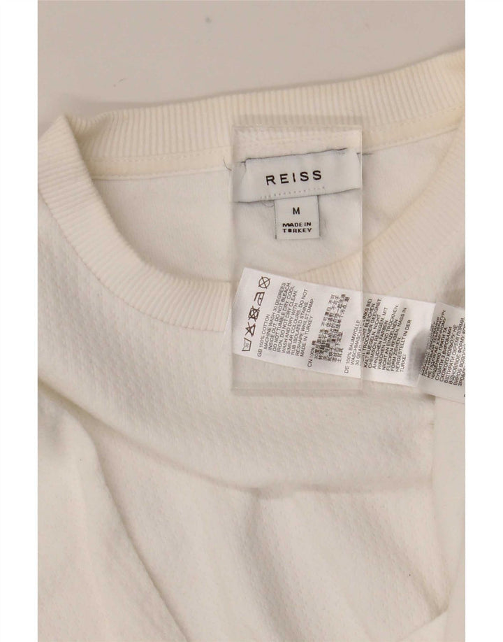 Reiss Herren T-Shirt Top aus mittelweißer Baumwolle