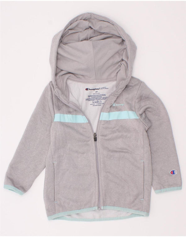 Champion Baby-Jungen-Kapuzenpullover mit Reißverschluss, 18–24 Monate, Grau, Farbblock