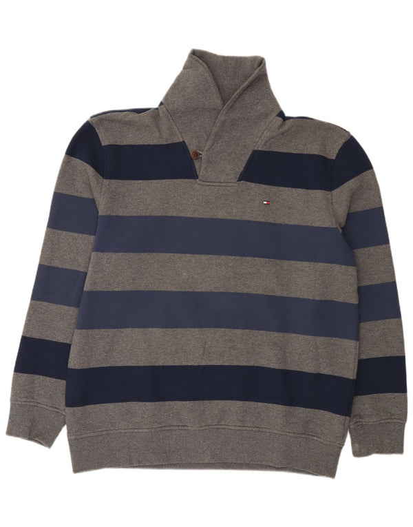 Tommy Hilfiger Herren-Sweatshirt mit Schalkragen, XL, grau gestreift, Baumwolle