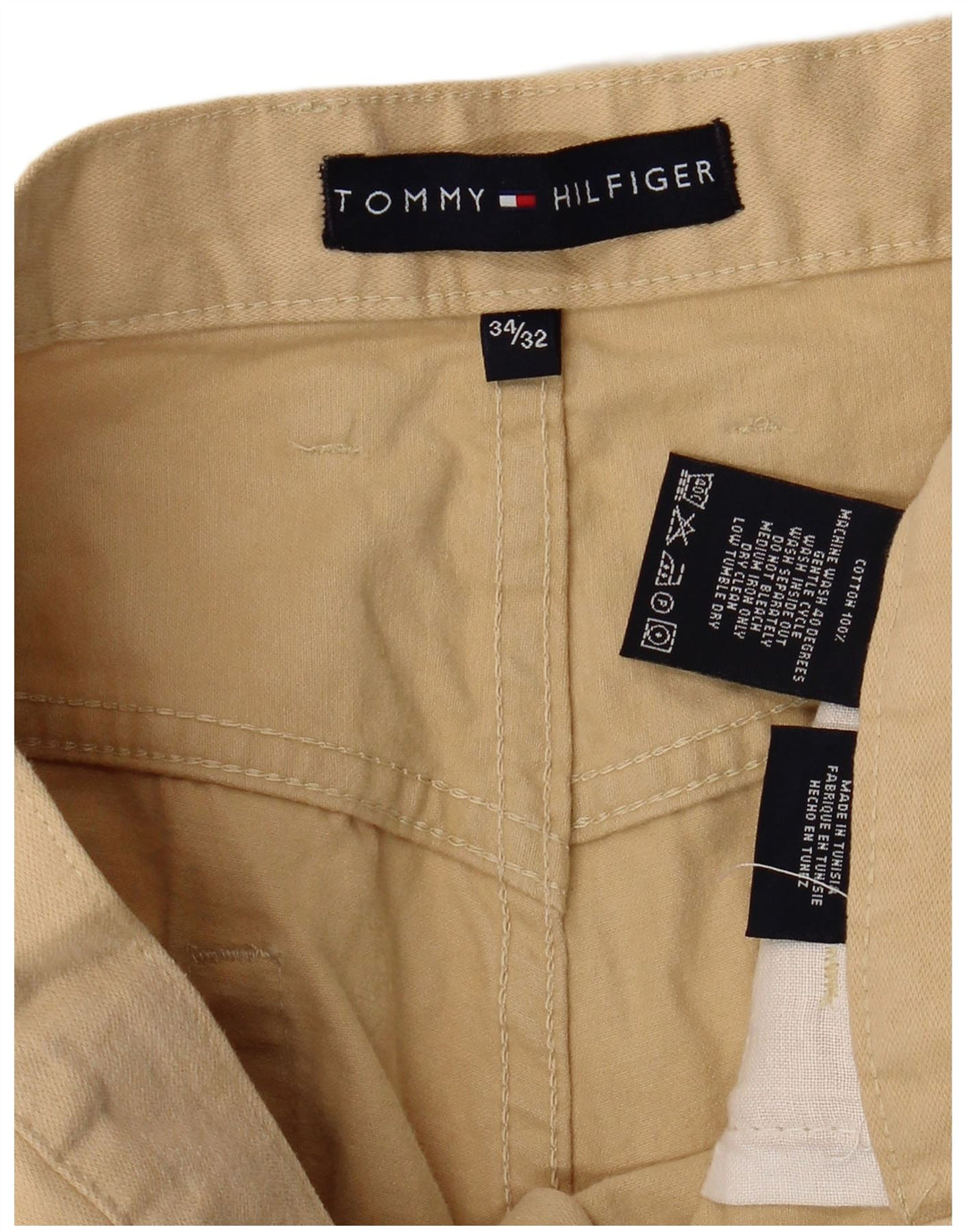 TOMMY HILFIGER Herren gerade Freizeithose W34 L32 Beige Baumwolle