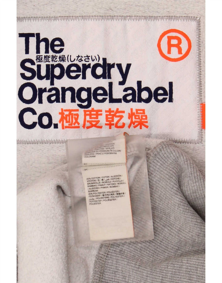 Superdry Herren-Kapuzenpullover mit Reißverschluss, groß, grau gefleckte Baumwolle