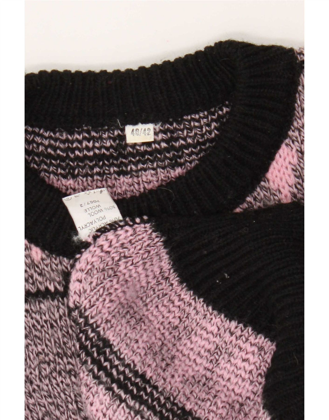 Vintage Damen Pullover mit Rundhalsausschnitt EU 40/42 Mittelrosa Geometrisch