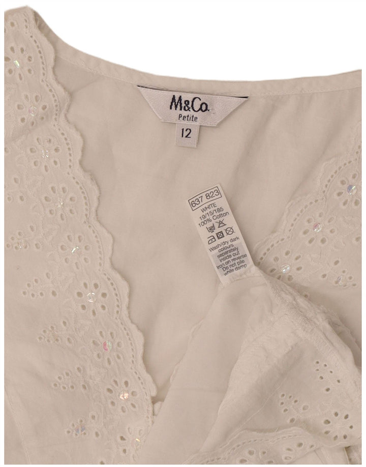 Max & Co. Petite-Blusenoberteil für Damen, UK 12, Mittelweiß, geblümte Baumwolle