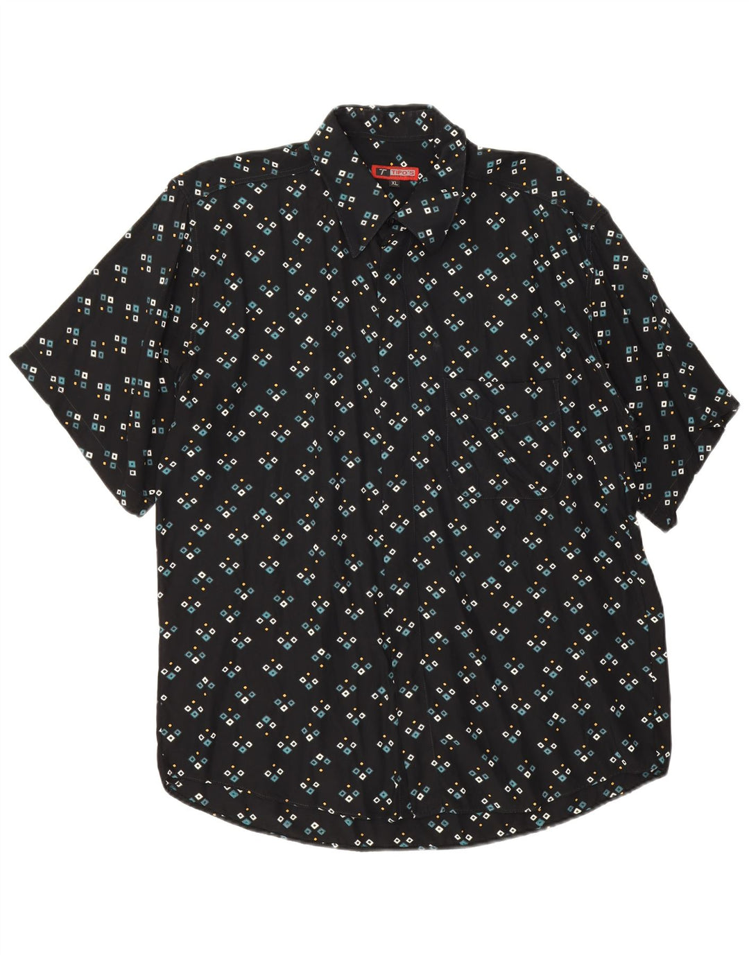 Tipo' S Herren Kurzarmhemd XL Schwarz Geometrisch Viskose