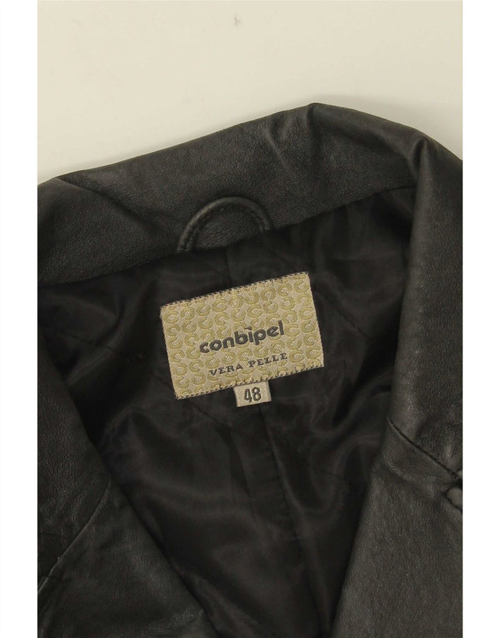 Conbipel Damen 3-Knopf-Lederblazer IT 48 XL Schwarz