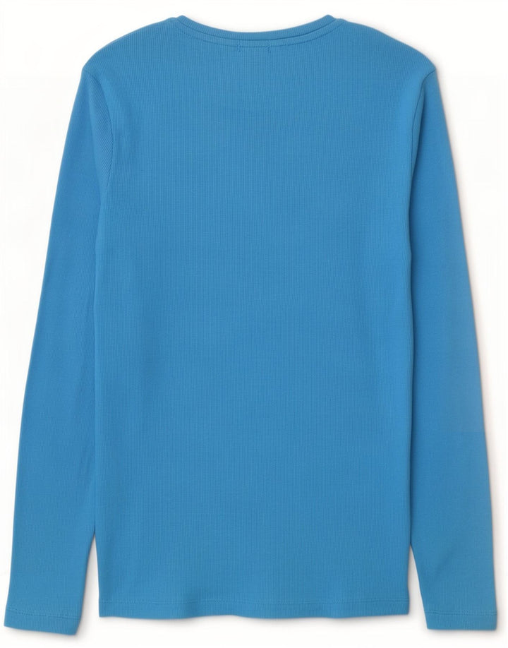 Marks & Spencer Damen Top Langarm UK 10 Small Blau Baumwolle